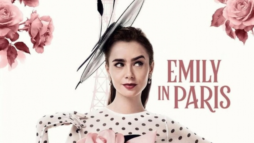 UK actress dresses in Vietnamese design on Emily in Paris poster